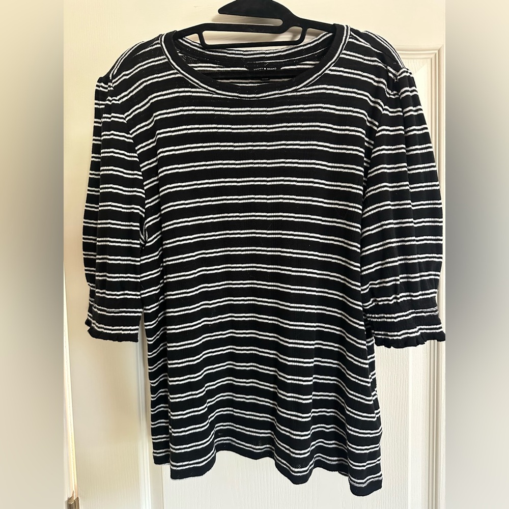 Lucky Brand Black and White Striped Blouse